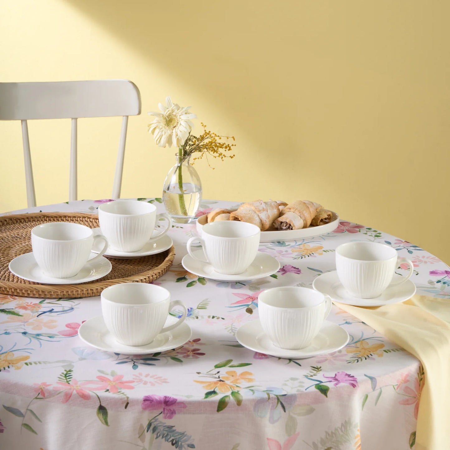 Karaca Anna Embossed Kaffeetassen-Set für 6 Personen, 220 ml