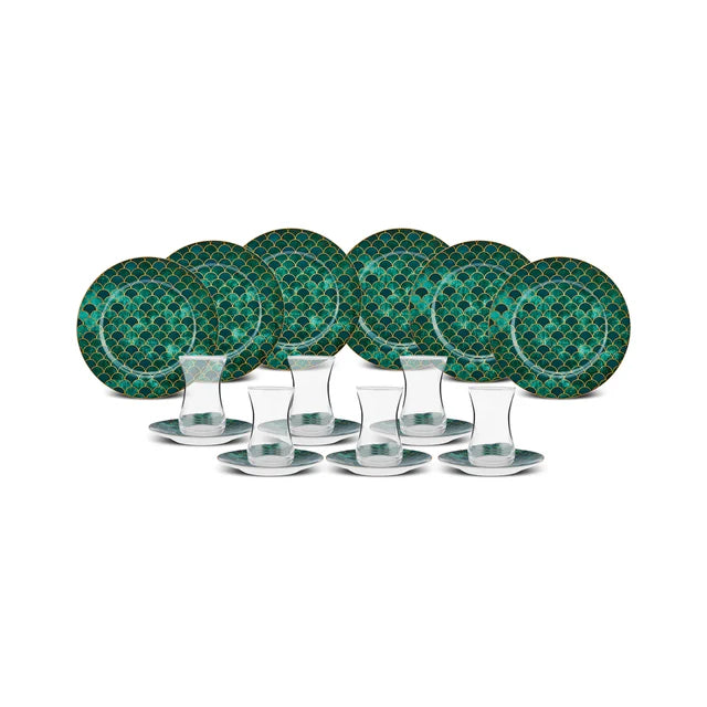 Karaca Zümrüt Dessert Set für 6 Personen, 18 Teilig