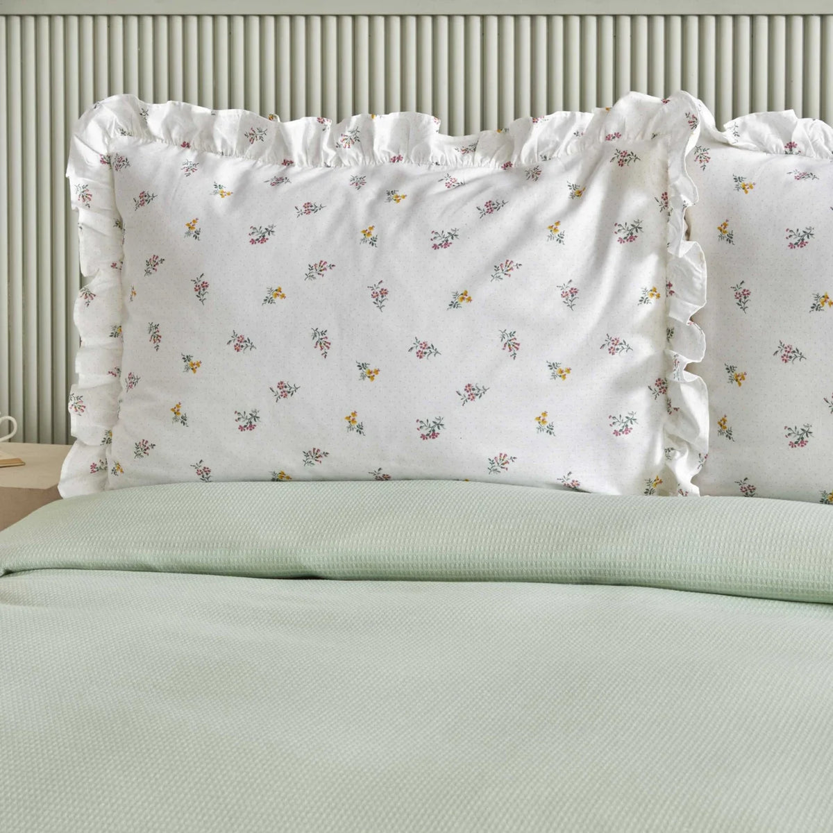 Karaca Home Lidya, 100% Baumwolle Doppelbett Tagesdecke Set, Grün