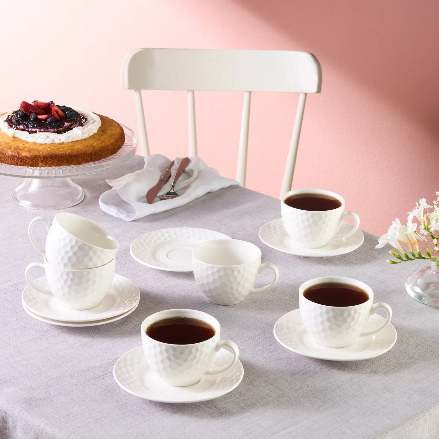 Karaca Nora Embossed Kaffeetassen-Set für 6 Personen, 220 ml
