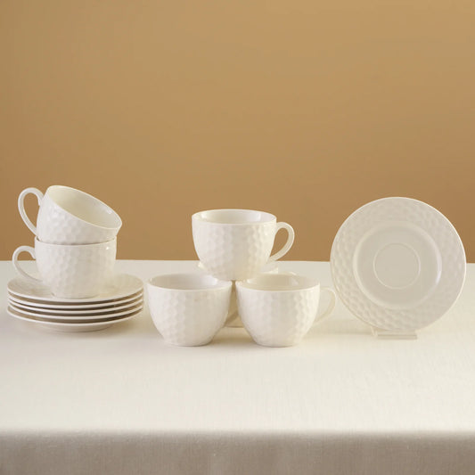 Karaca Nora Embossed Kaffeetassen-Set für 6 Personen, 220 ml