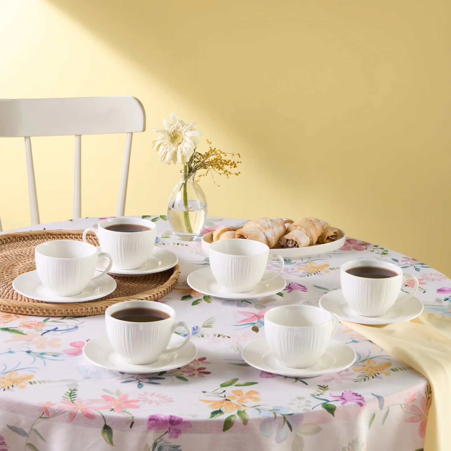 Karaca Anna Embossed Kaffeetassen-Set für 6 Personen, 220 ml
