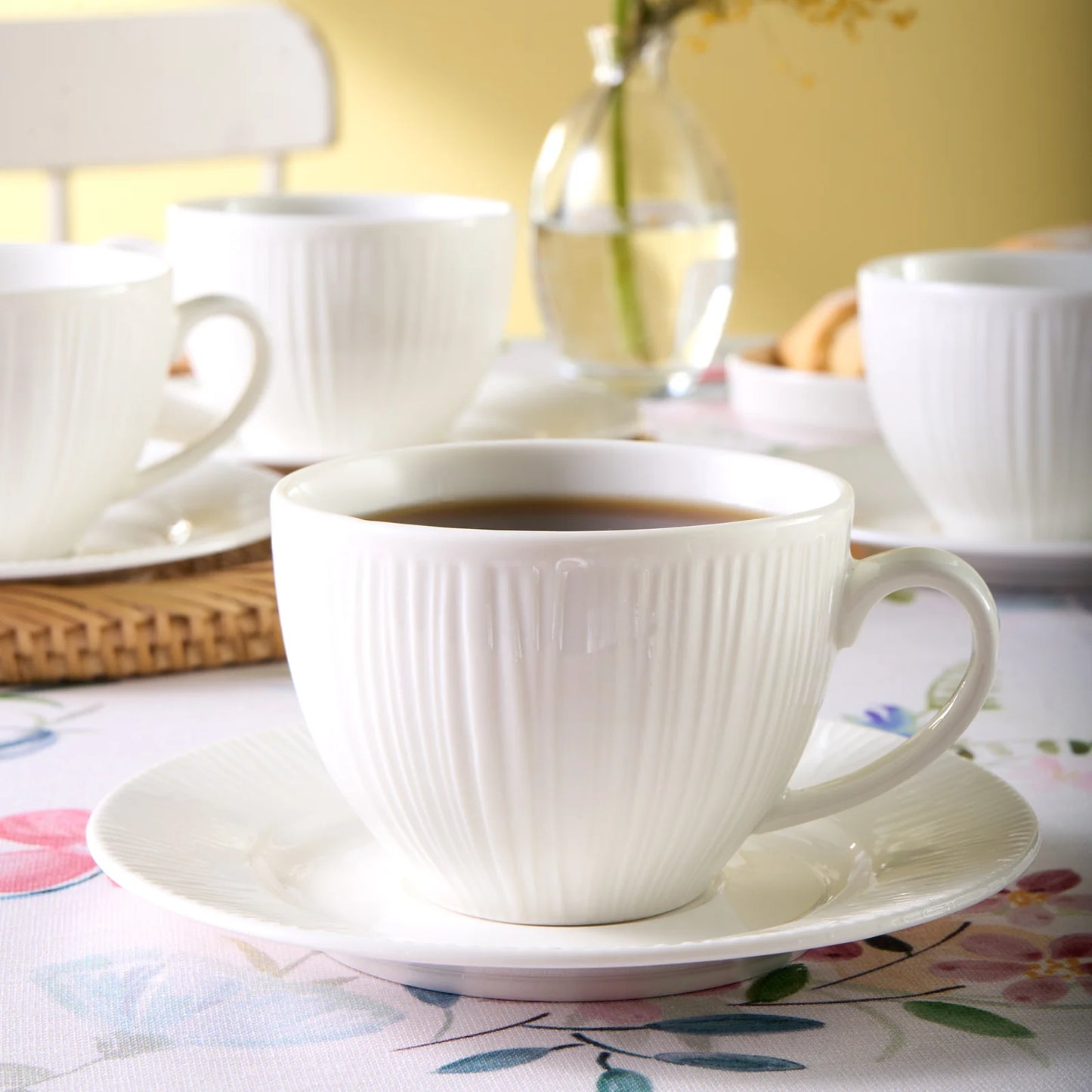 Karaca Anna Embossed Kaffeetassen-Set für 6 Personen, 220 ml
