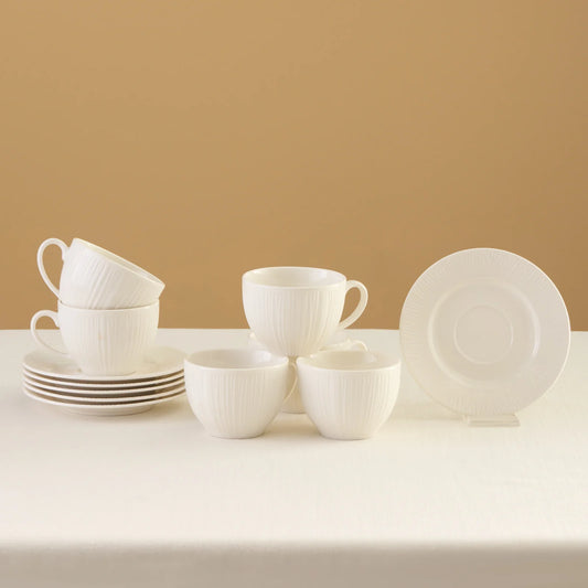Karaca Anna Embossed Kaffeetassen-Set für 6 Personen, 220 ml