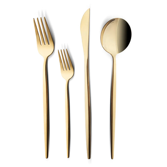 Karaca Bella Shiny Gold Besteck Set für 6 Personen, 24 Teilig