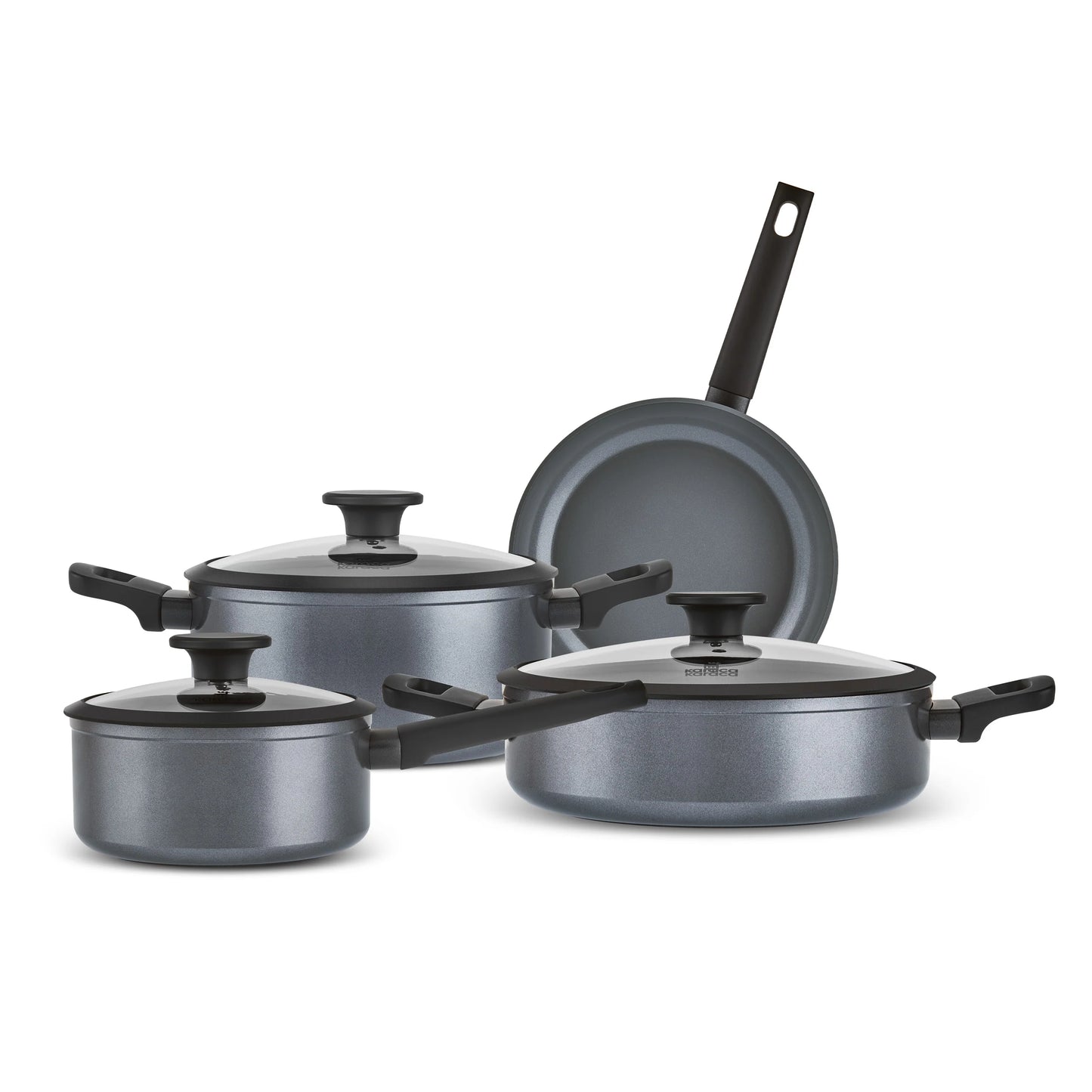 Karaca Ceramica Iconic Grau, 7-teiliges Kochgeschirr-Set, Induktion, Grau