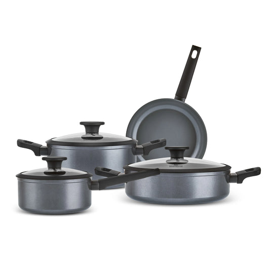 Karaca Ceramica Iconic Grau, 7-teiliges Kochgeschirr-Set, Induktion, Grau