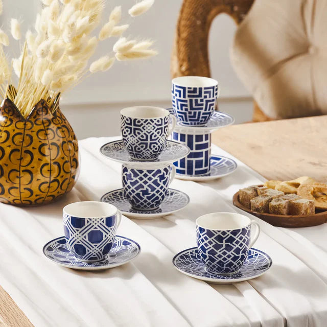 Karaca Doris Mokkatassen-Set, 6 Personen, 90 ml