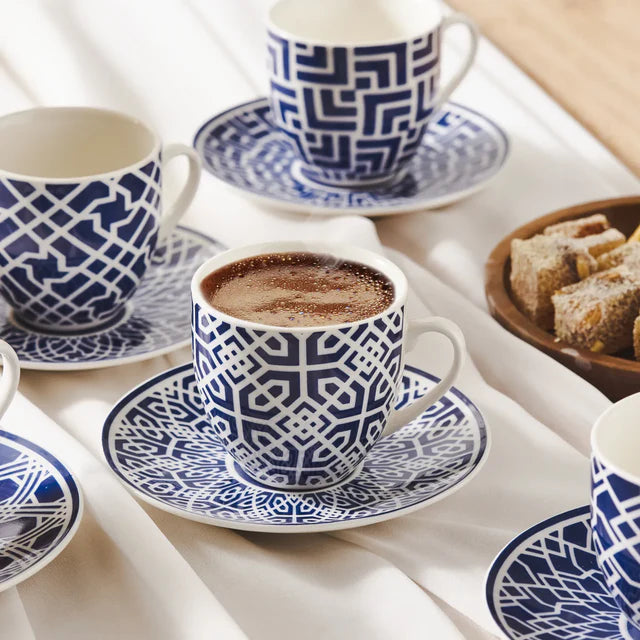 Karaca Doris Mokkatassen-Set, 6 Personen, 90 ml