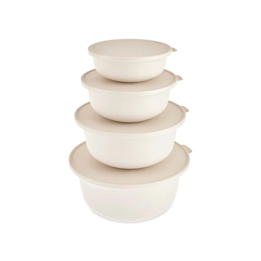 Karaca Forbs 4-teiliges 2 in 1 Aufbewahrungsbehälter-Set, Creme
