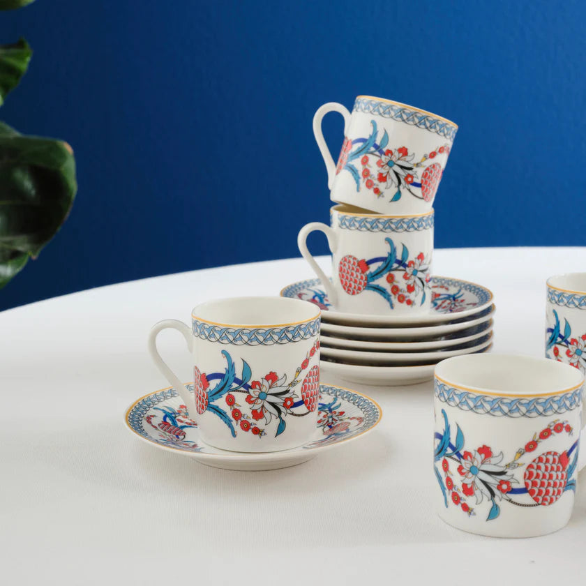 Karaca Hatay Mokkatassen-Set für 6 Personen, 80 ml