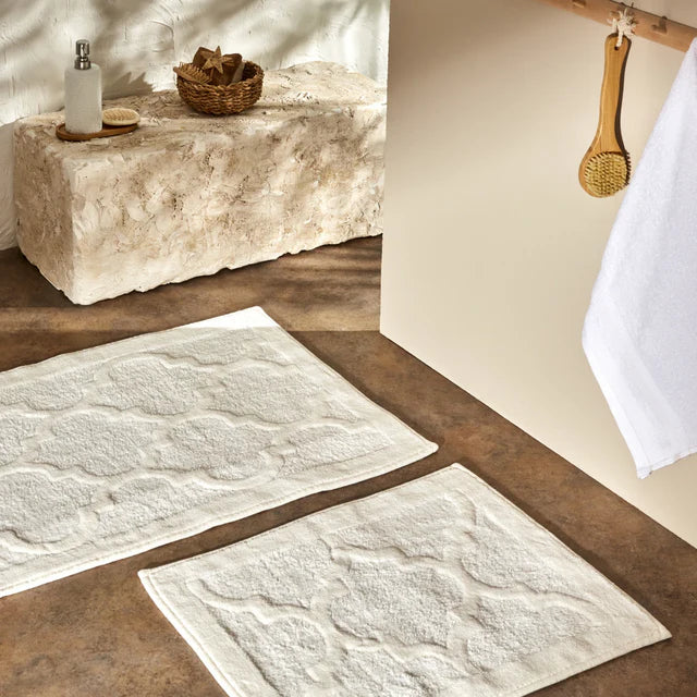Karaca Home Katy Badezimmer-Matten-Set, Creme, 2tlg