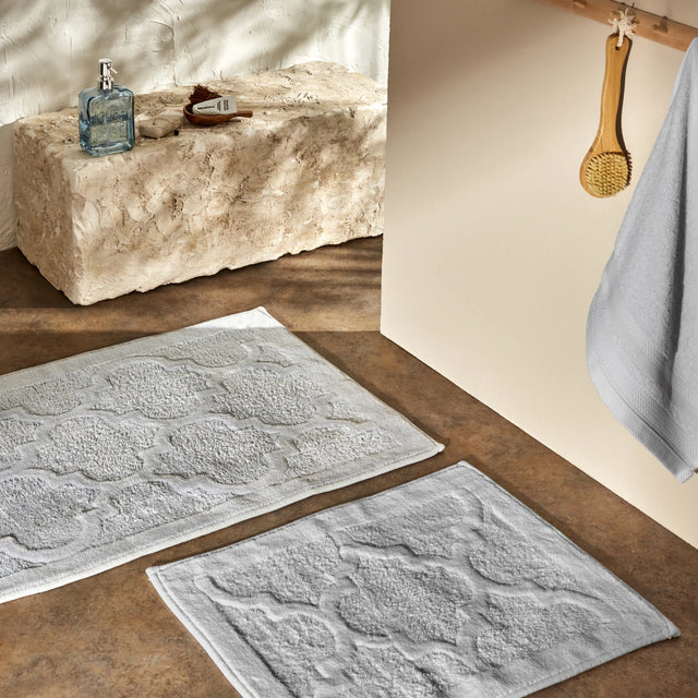 Karaca Home Katy Badezimmer-Matten-Set, Grau, 2tlg