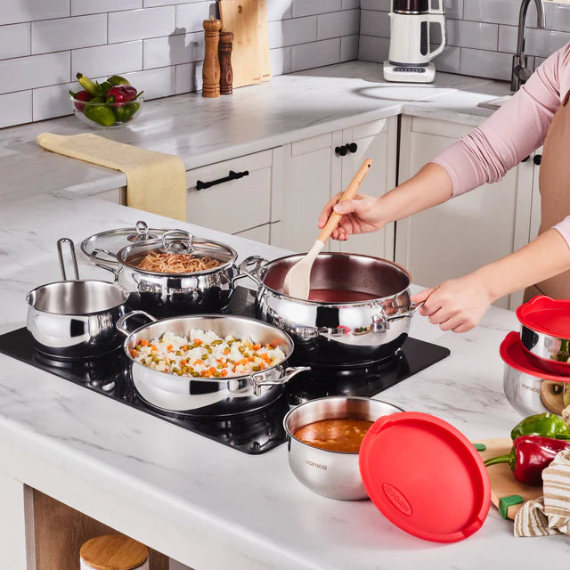Karaca Pisir & Sakla V2 Kochgeschirr Set mit Vorratsbehälter, 13 Teilig