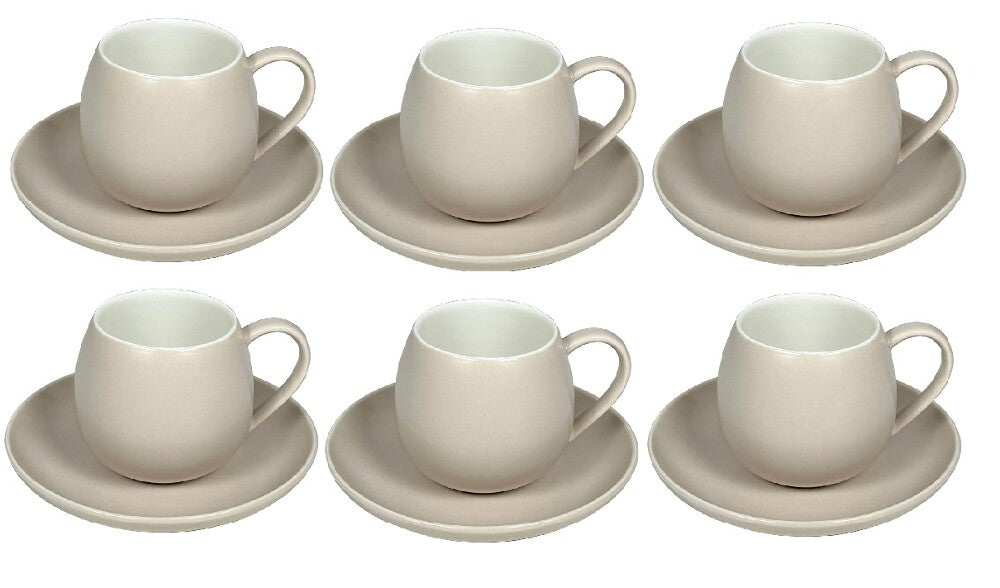 Schäfer Kaffeetassen für 6 Personen, Taupe, 12tlg, 220ml